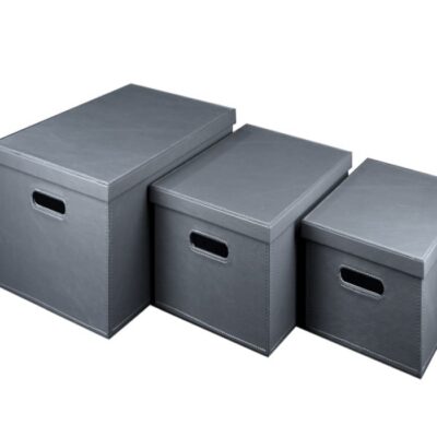 باکس چرمی داخل کمد لباس رنگ دودی سایز L43*W33*H20 فانتونی کد J622