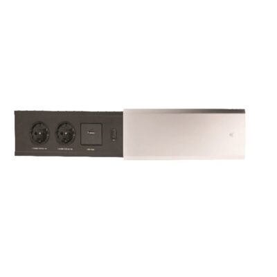 پریز برق یک طرفه اسلاید بازشو مدل اسلیم پلاس رنگ مشکی (2 سوکت برق و 2 پورت USB) فانتونی کد N325