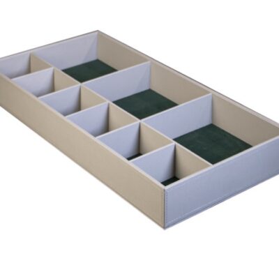 باکس زیور آلات چرم کامپکت داخل کشو سری 2 رنگ خاکی سایز 60 فانتونی کد J646