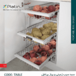 سبد سیب زمینی و پیاز 3 طبقه پرتابل ریلی پلاتین