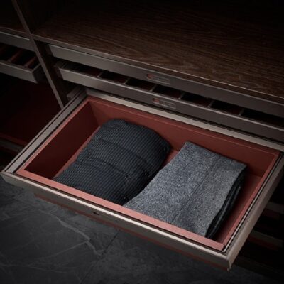 سبد چرمی ریلی داخل کمد لباس رنگ موکا قرمز فرنچ استایل سایز 90 فانتونی کد J916