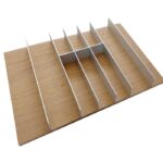 جای قاشق و چنگال چوبی روشن با تقسیم کننده آلومینیومی ثابت ریل اسلیم عرض 60 فانتونی کد O142