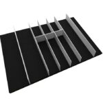 جای قاشق و چنگال مشکی با تقسیم کننده آلومینیومی ثابت ریل دبل باکس عرض 120 فانتونی کد O254