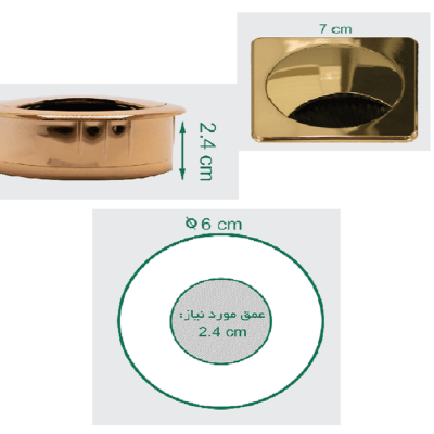 قاب داکت مربع رومیزی رنگ گلد آنودایز عمق 22mm ,قطر 70mm  فانتونی کد T380