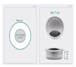قاب داکت مربع رومیزی pvc رنگ مشکی پودری عمق 24mm , قطر 95mm فانتونی کد T390