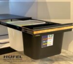 سطل زباله دو مخزن مشکی یخی متال وود HUFEL - Image 3
