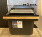 سطل زباله دو مخزن مشکی یخی متال وود HUFEL